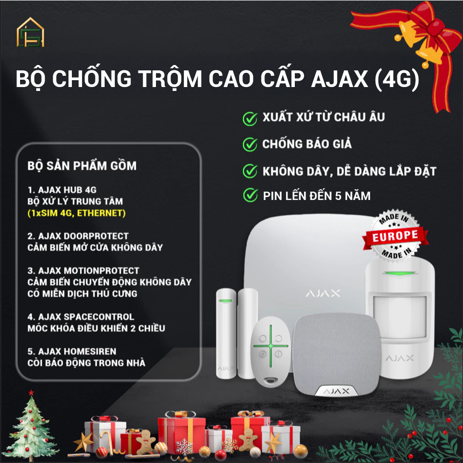 Ajax Kit 4G: Bộ Chống Trộm Cao Cấp AJAX (chỉ từ 528k/tháng thanh toán thẻ tín dụng)