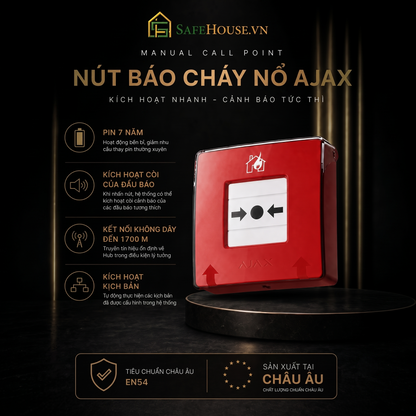 Ajax ManualCallPoint (Red): Nút kích hoạt báo cháy khẩn cấp