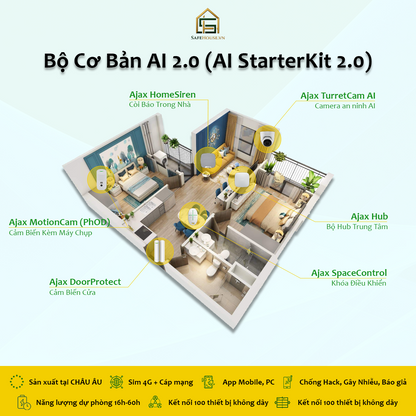 Bộ Chống Trộm Cơ Bản AI 2.0 (Ajax Starter Kit AI 2.0) - chỉ từ 1.122.000VNĐ/tháng